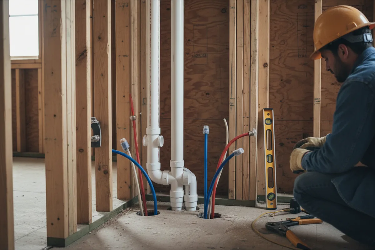 Drain and supply rough-in during Leak Detection in Weston